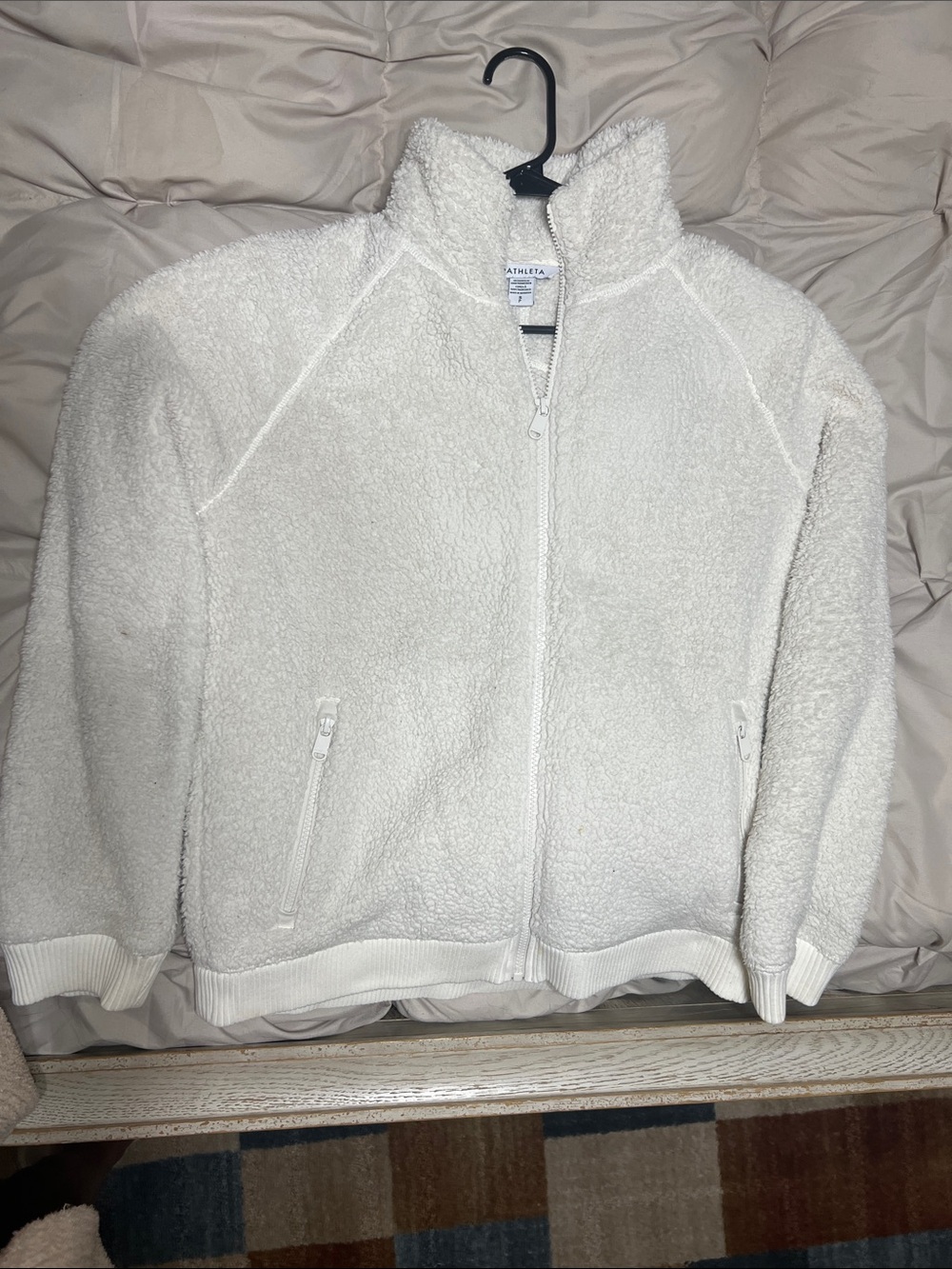 Athleta Cream Sherpa Full-Zip Jacket
